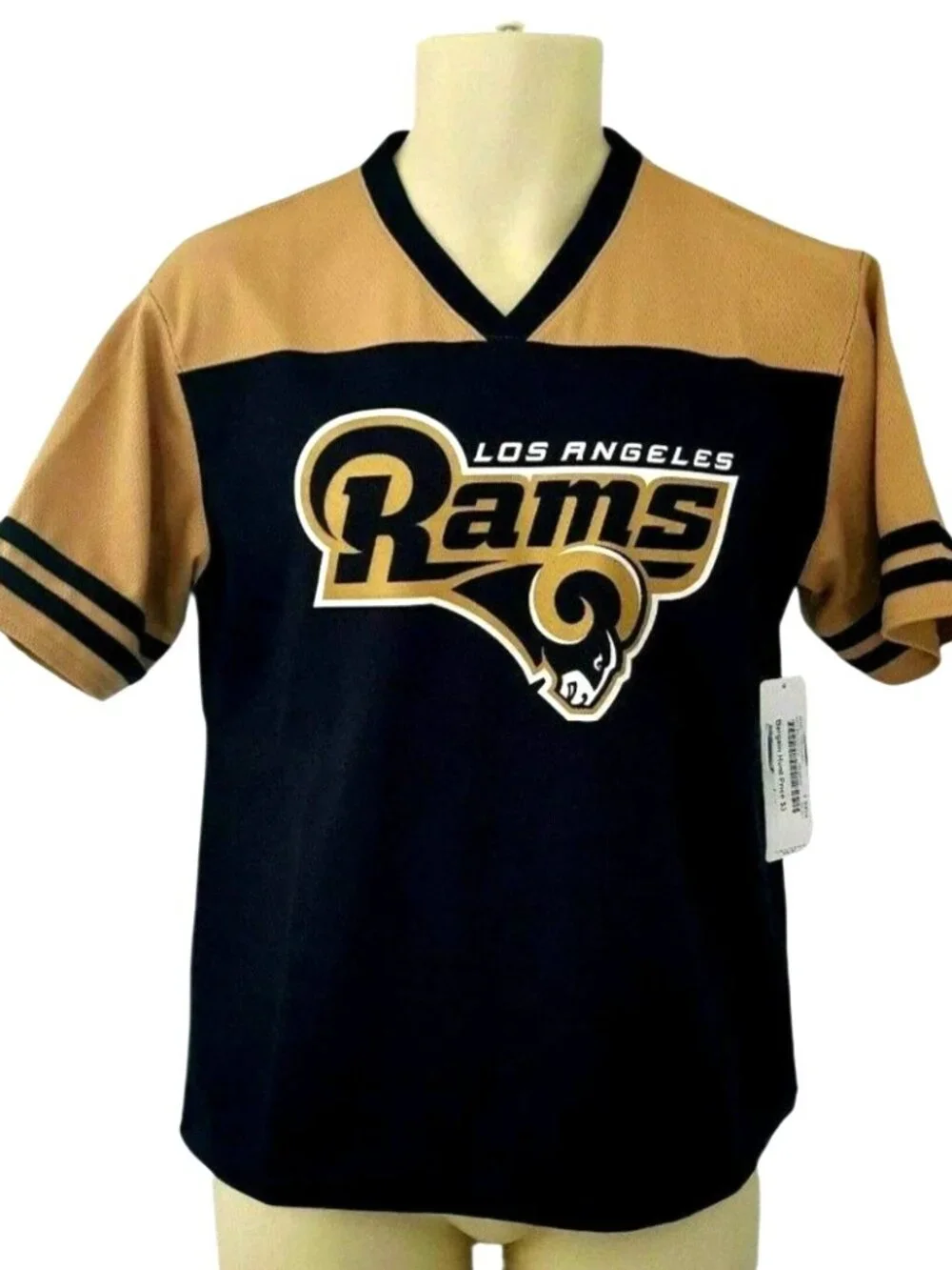 Los Angeles Rams Youth Shirt Size XL 14/16 Gold Sparkle Logo NFL Jersey Style